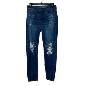 AMERICAN EAGLE OUTFITTERS Vintage Hi-Rise Distressed Button Fly Skinny Jeans